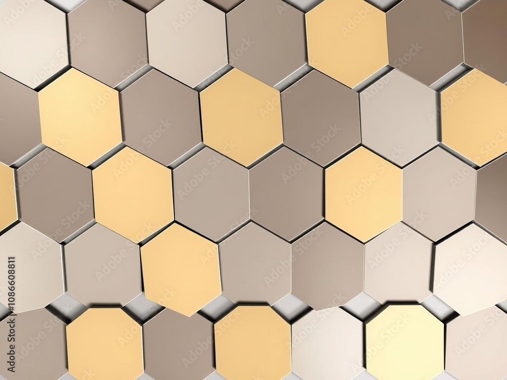 Overlaid hexagonal pattern on a metallic surface with contrasting colors, vibrant, bright Overlaid hexagonal pattern on a metallic surface with contrasting colors, vibrant, bright
