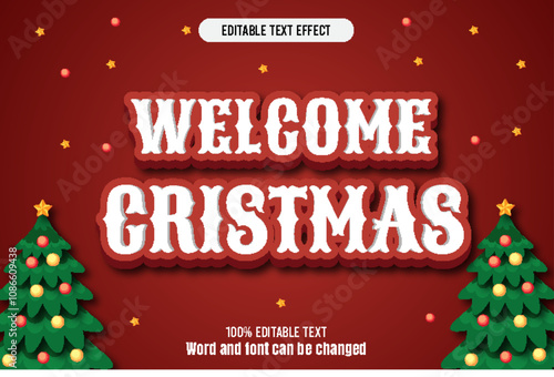 Merry Christmas editable text effect 3d emboss Cartoon