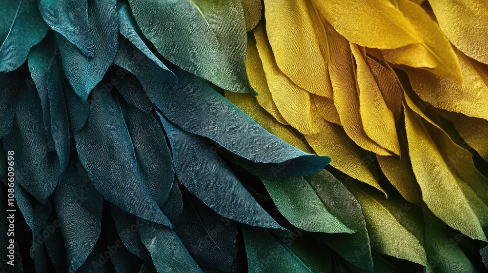 Close-Up View of Vibrant Green and Gold Leaf Texture Close-Up View of Vibrant Green and Gold Leaf Texture