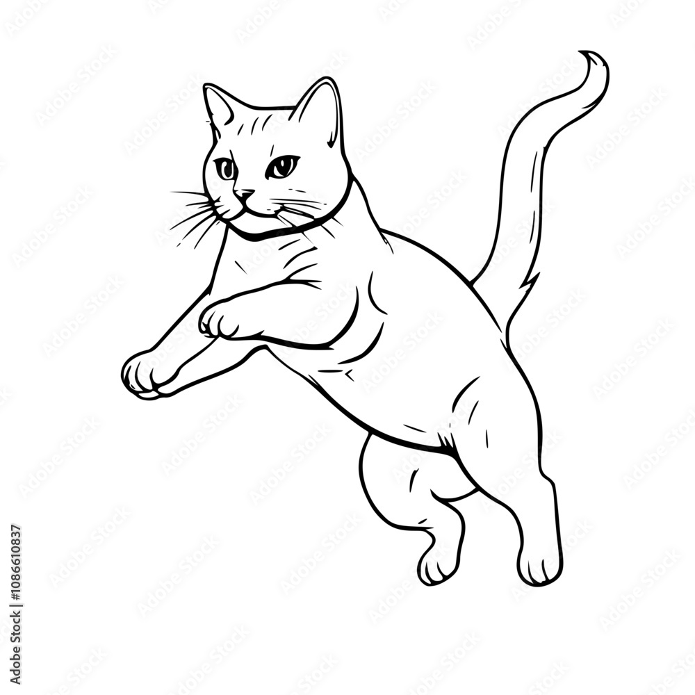 Fototapeta premium Ilustration Jumping Cat