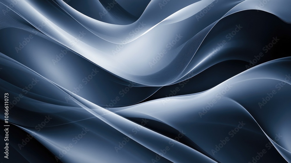 Obraz premium Monochromatic abstract geometric waves in shades of grey, creating a smooth and sophisticated background