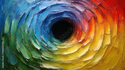 Vibrant Radial Patterns Emerged from a Central Point in a Multicolored Swirl, Capturing Dynamic Movement in Bold Artistic Expression