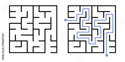 Labyrinth Maze Game with Answer. Kids Logic Game