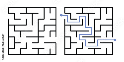 Labyrinth Maze Game with Answer. Kids Logic Game