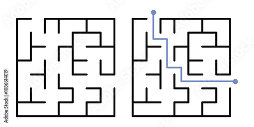 Labyrinth Maze Game with Answer. Kids Logic Game