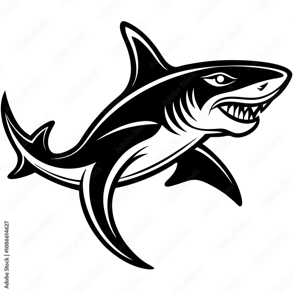 shark cartoon isolated on white shark cartoon isolated on white