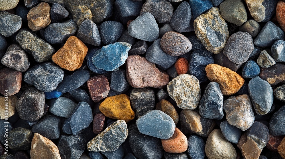 A close-up view of colorful pebbles and stones, perfect for nature themes, backgrounds, and texture applications. A close-up view of colorful pebbles and stones, perfect for nature themes, backgrounds, and texture applications.