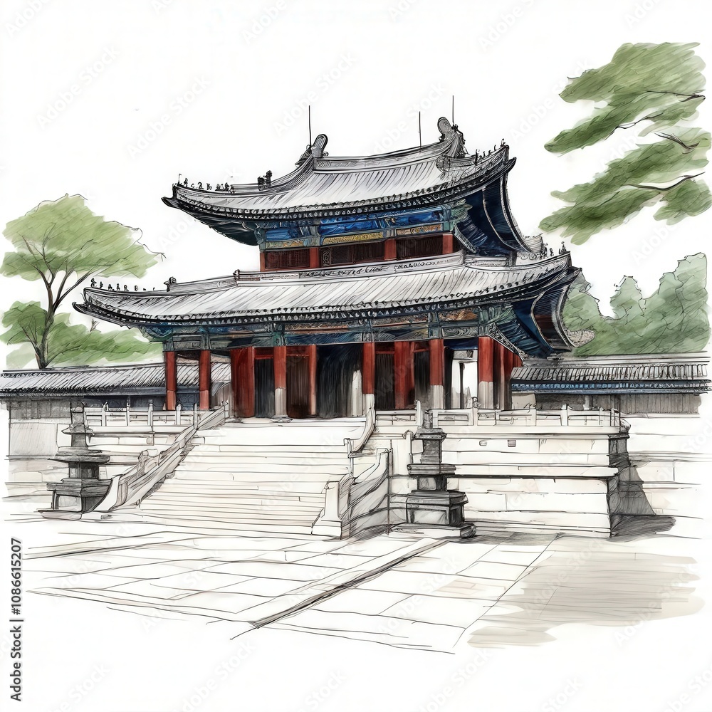 the AI Image Generator, Japanese Temple Pencil Drawing the AI Image Generator, Japanese Temple Pencil Drawing