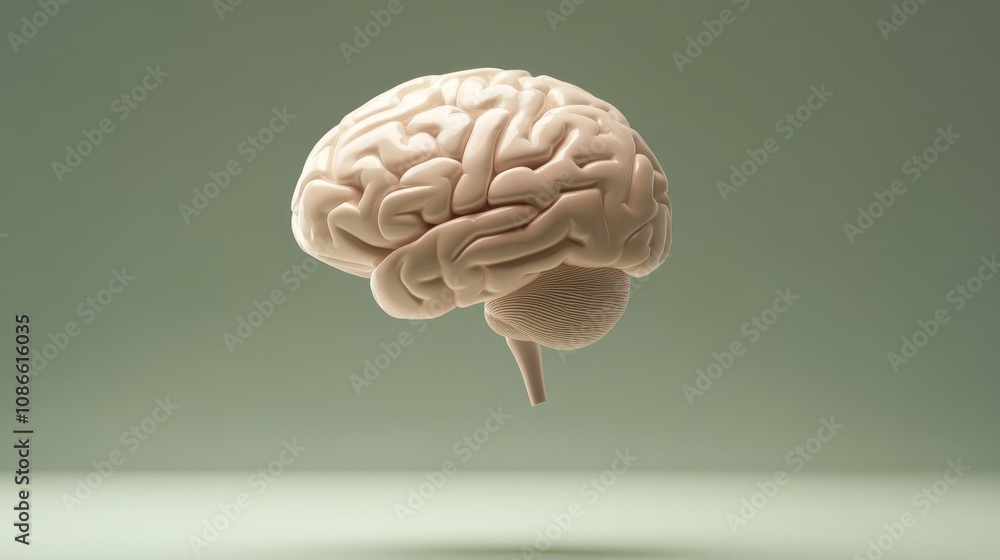 Human brain model floating in air. Human brain model floating in air.