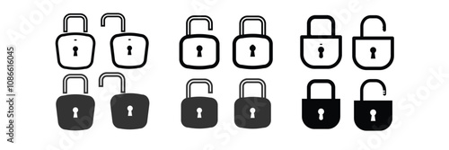 Lock icon set. Lock & unlock icon collection. Padlock icons. Locked and unlocked icons. Security symbols.