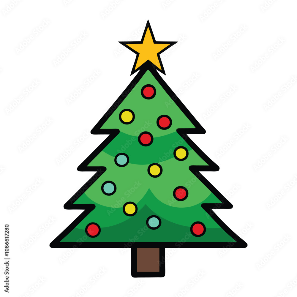 Christmas tree isolated on a white background. Colorful winter trees collection for holiday Xmas and New Year. Vector illustration Christmas tree isolated on a white background. Colorful winter trees collection for holiday Xmas and New Year. Vector illustration