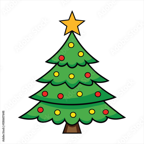Christmas tree isolated on a white background. Colorful winter trees collection for holiday Xmas and New Year. Vector illustration