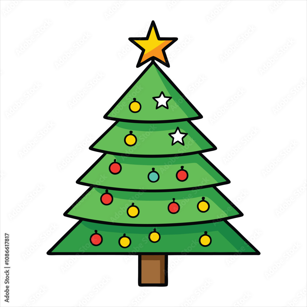 Christmas tree isolated on a white background. Colorful winter trees collection for holiday Xmas and New Year. Vector illustration Christmas tree isolated on a white background. Colorful winter trees collection for holiday Xmas and New Year. Vector illustration