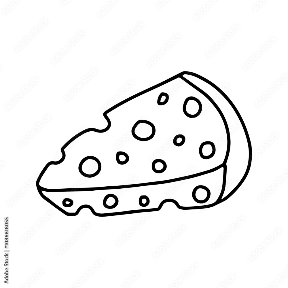 Piece of cheese in doodle style. Vector isolated on white background. Piece of cheese in doodle style. Vector isolated on white background.