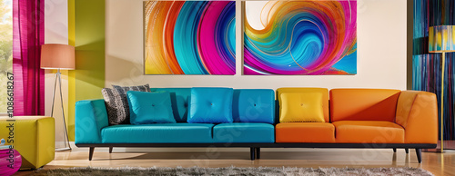 colorful sofa in a room