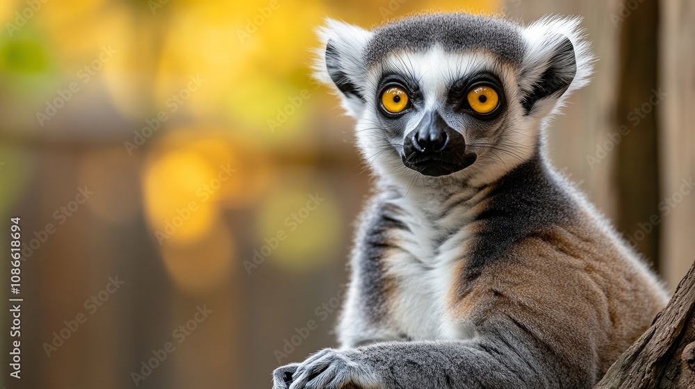 Obraz premium A curious ring-tailed lemur looks directly at the camera with a playful expression.