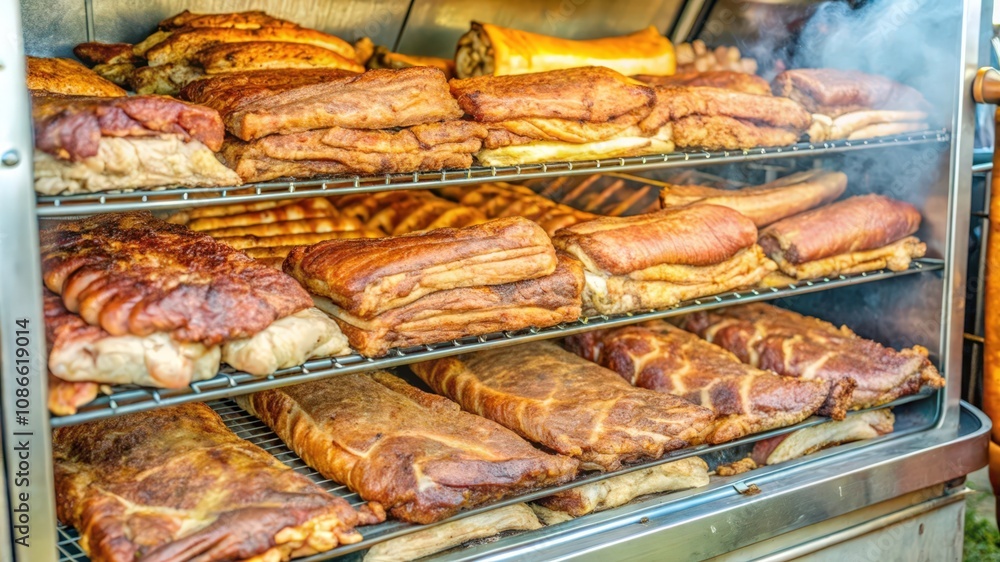 Smoked Meats in a Stainless Steel Smoker Smoked Meats in a Stainless Steel Smoker