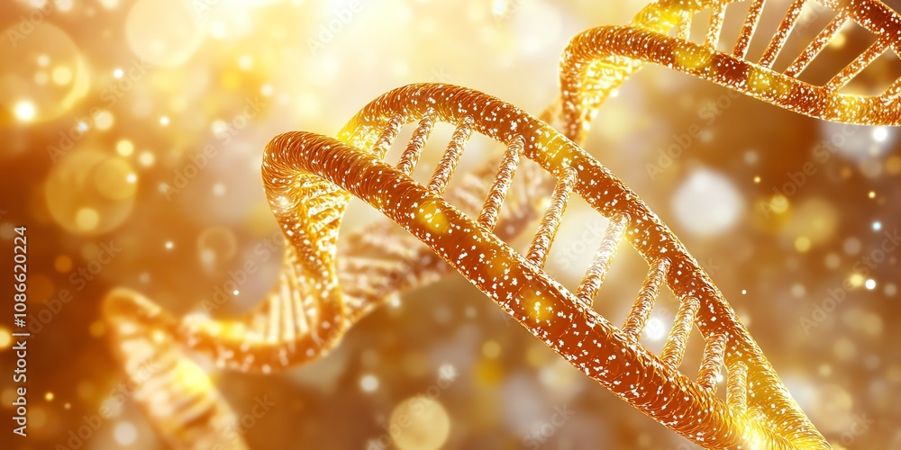 Golden DNA helix with bokeh background. Golden DNA helix with bokeh background.