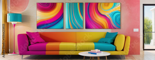 colorful sofa in a room