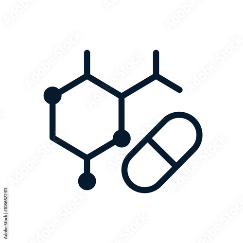 Vitamin, amino acids. Vector linear icon isolated on white background.