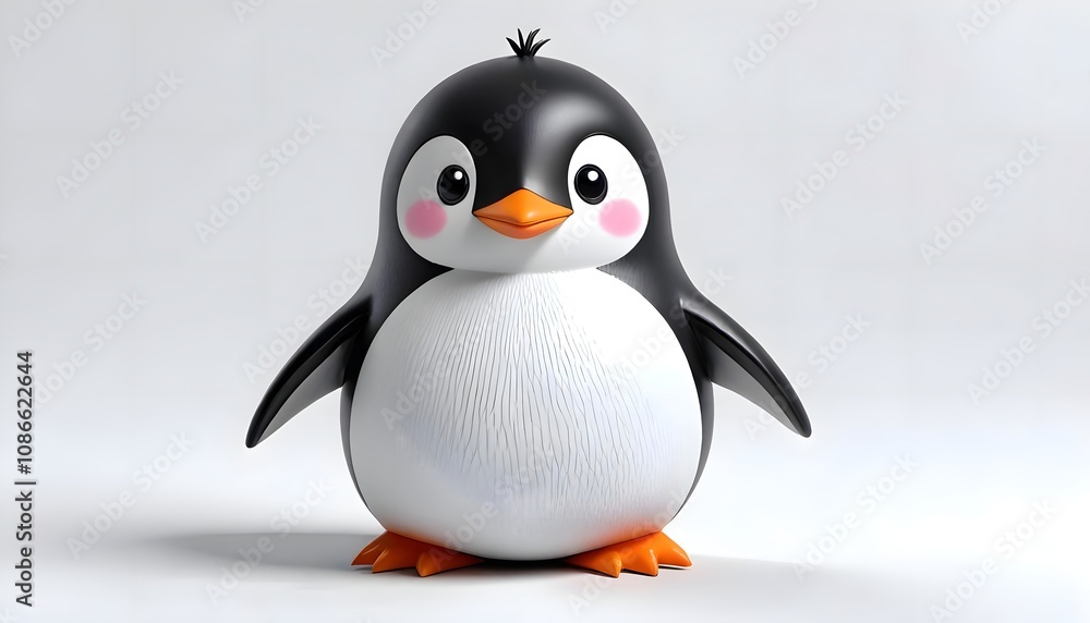 Adorable Kawaii Penguin on White Background Adorable Kawaii Penguin on White Background