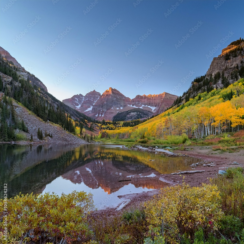 landscape with lake and mountains landscape with lake and mountains