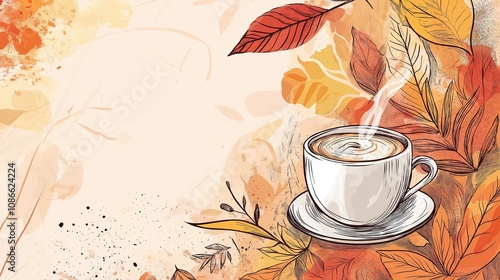 Cozy Autumn Vibes with Coffee and Leaves