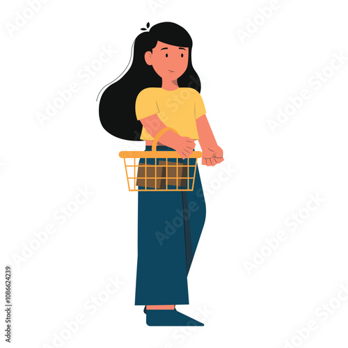 Woman Shopping Character Vector - 06