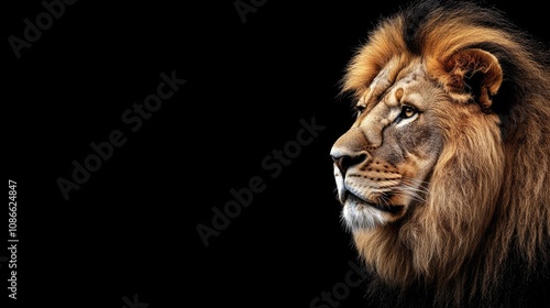 Majestic Lion Profile Against a Dark Background