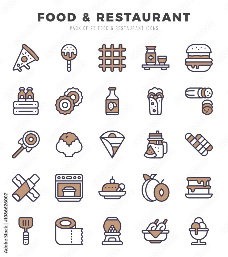 Set of Food and Restaurant Icons. Simple line art style icons pack. Set of Food and Restaurant Icons. Simple line art style icons pack.