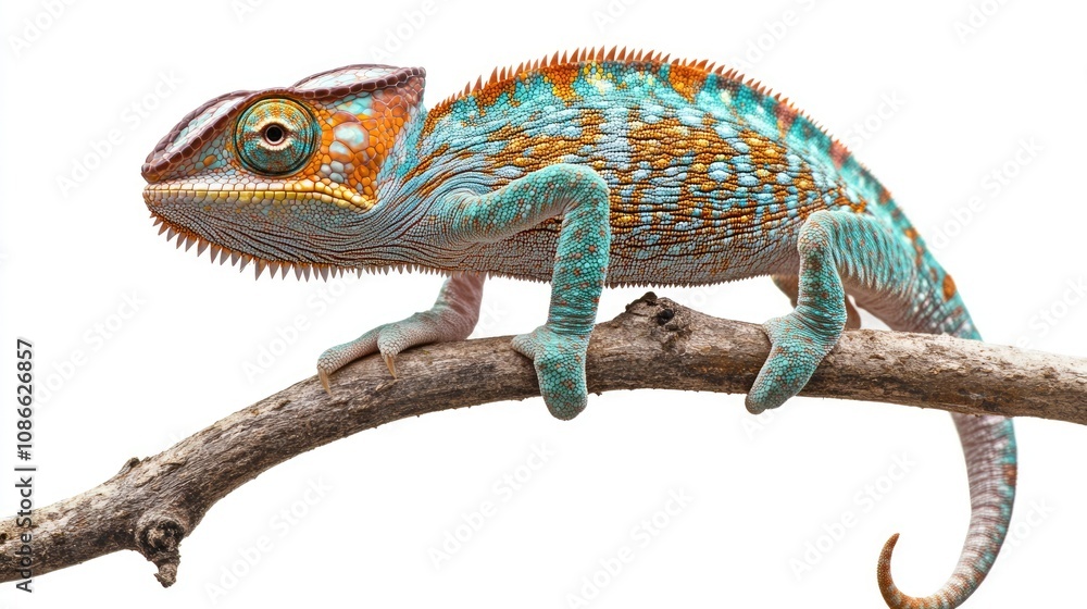 Fototapeta premium A Vibrant Chameleon Perched on a Branch