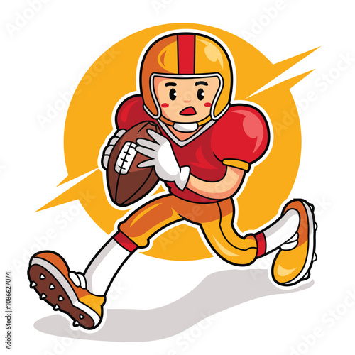 American Football Player Character Illustration