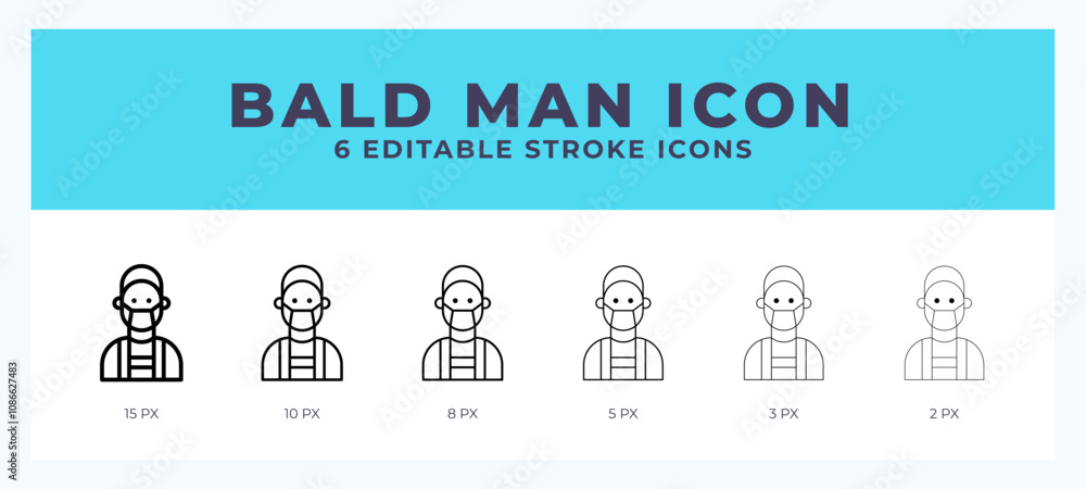 Bald line icon illustrations with editable strokes. Bald line icon illustrations with editable strokes.