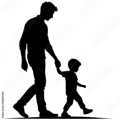 Silhouette of father and son