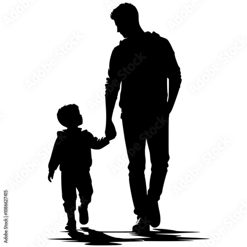 Silhouette of father and son