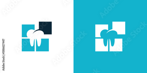 Logo combination of teeth and puzzles