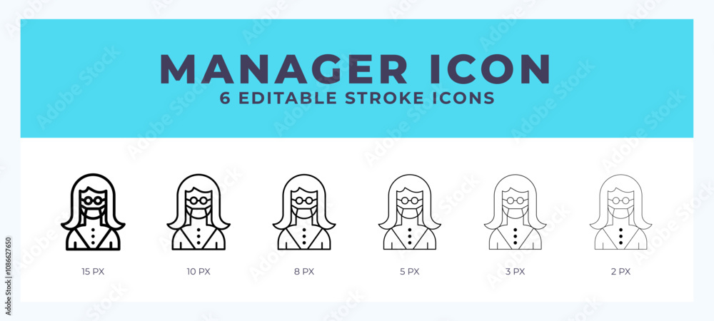 Manager icon symbol. Outline. Lineal icon with editable stroke. Manager icon symbol. Outline. Lineal icon with editable stroke.