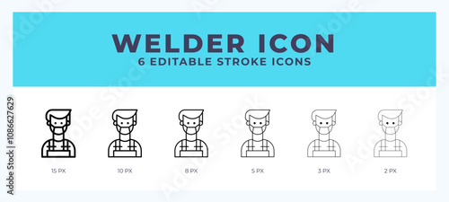 Welder lineal icon symbol vector. Black outline for web. App. Presentation and more.