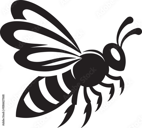 Honey bee insect silhouette vector illustration isolated on white background