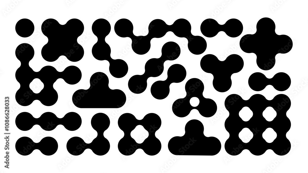 Collection of Brutalist, metaball, morphing abstract geometric shapes and elements. Modern, minimalist contemporary primitive geometric shapes and elements Collection of Brutalist, metaball, morphing abstract geometric shapes and elements. Modern, minimalist contemporary primitive geometric shapes and elements