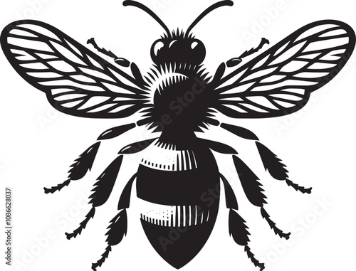 Honey bee insect silhouette vector illustration isolated on white background