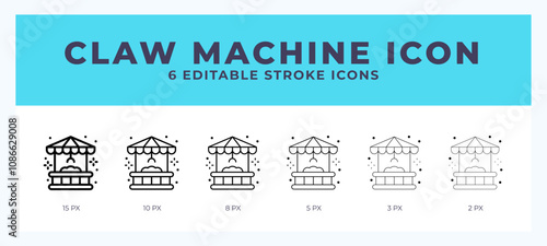 Claw machine icon with different stroke. Editable stroke. Vector illustration.