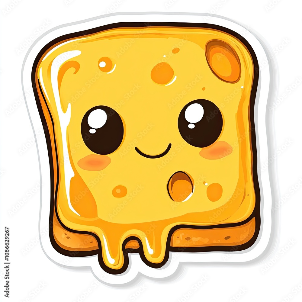 Fototapeta premium Cartoon Illustration of a Smiling Toasted Bread with Dripping Honey