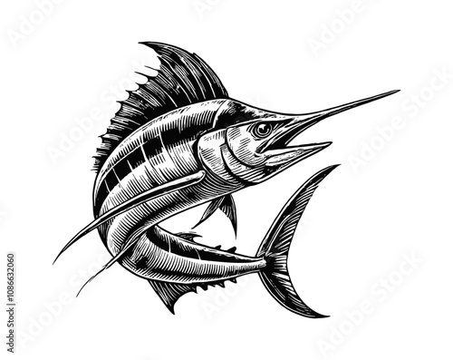 scallop shell engraving black and white outline