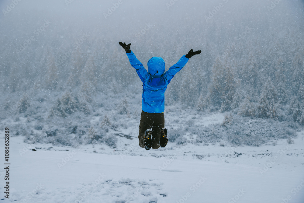 Asian woman enjoy the beautiful snowing landscape Asian woman enjoy the beautiful snowing landscape