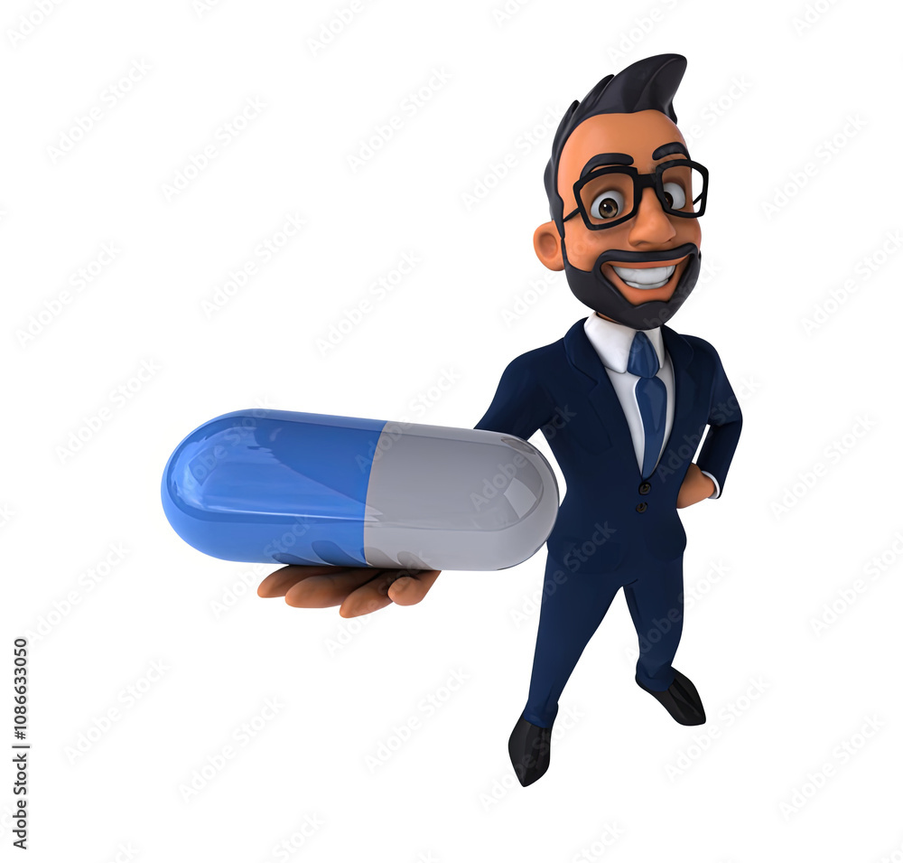 Fun 3D cartoon illustration of an indian businessman Fun 3D cartoon illustration of an indian businessman