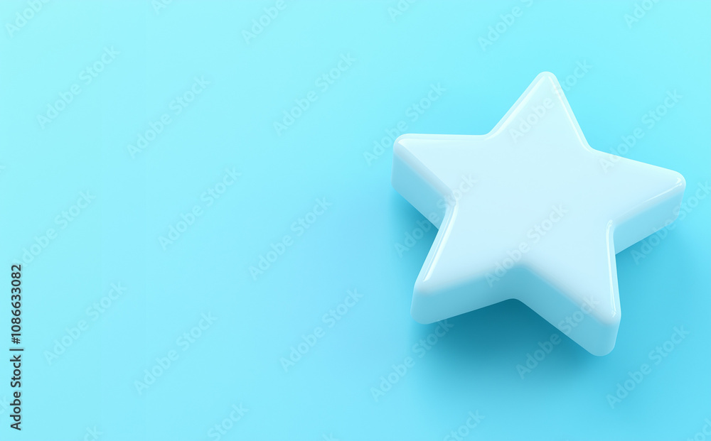 Minimalist 3D white star with smooth points isolated on a soft blue backdrop Minimalist 3D white star with smooth points isolated on a soft blue backdrop