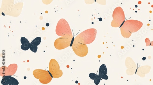 Seamless butterfly pattern design with watercolor style, nature-inspired