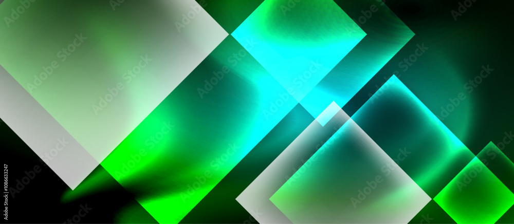 Glass squares with neon shiny light abstract background Glass squares with neon shiny light abstract background