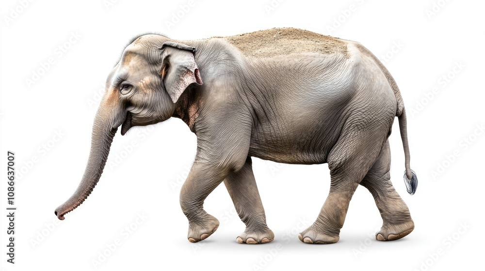 Obraz premium Walking Elephant on White Background